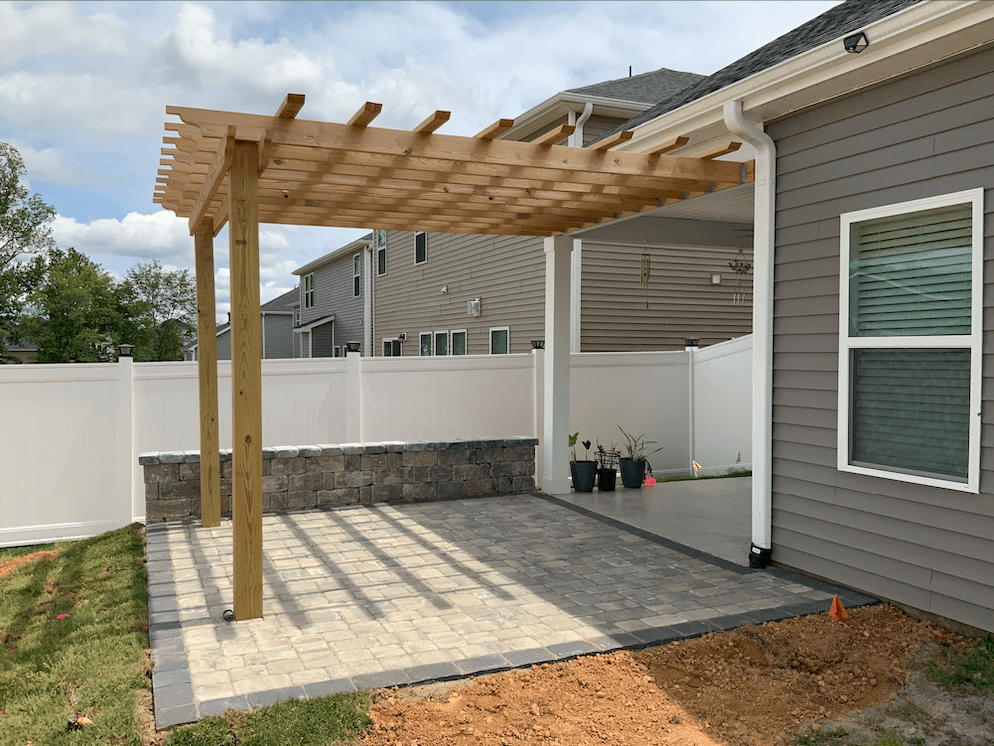 Retaining wall and flowerbed