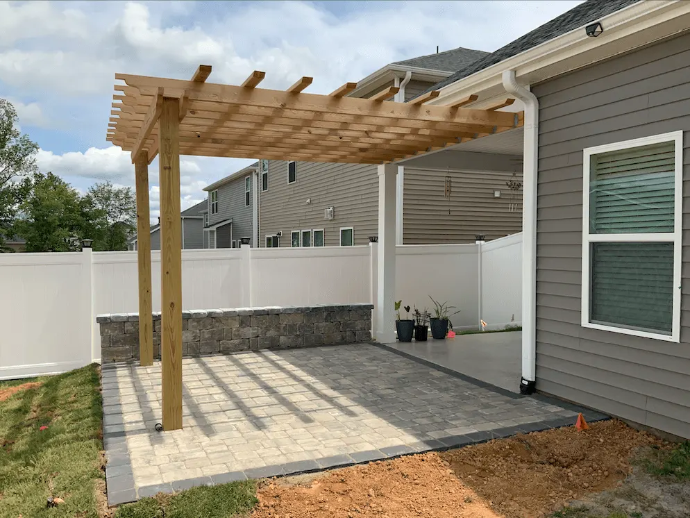 Retaining wall and flowerbed