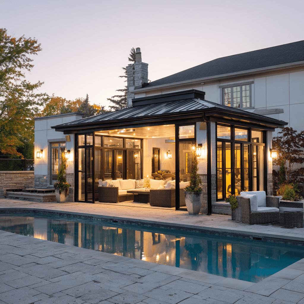 Elegant pergola providing shade over a paver patio
