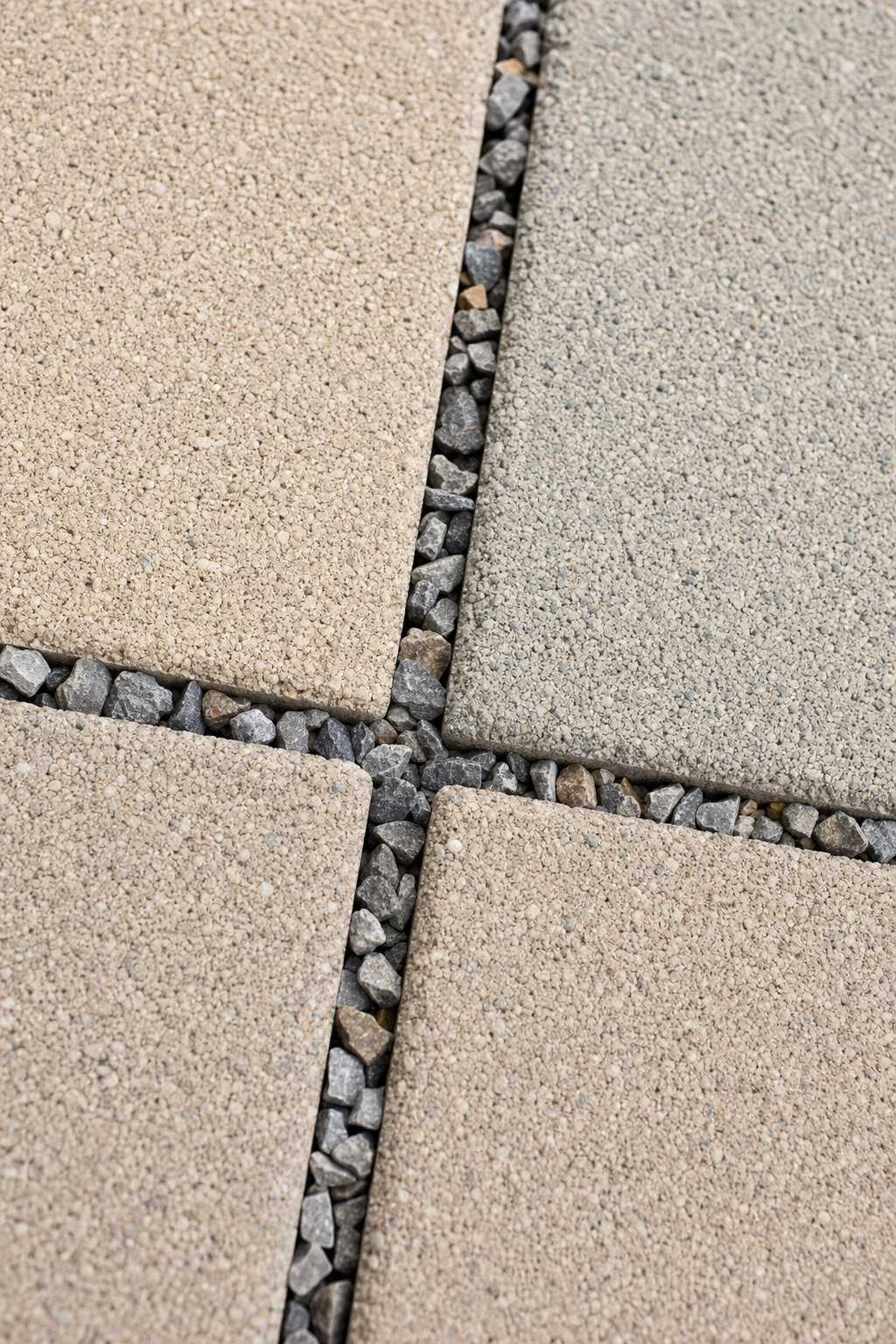 Close-up of open-joint permeable pavers with aggregate fill on a South Carolina patio installation