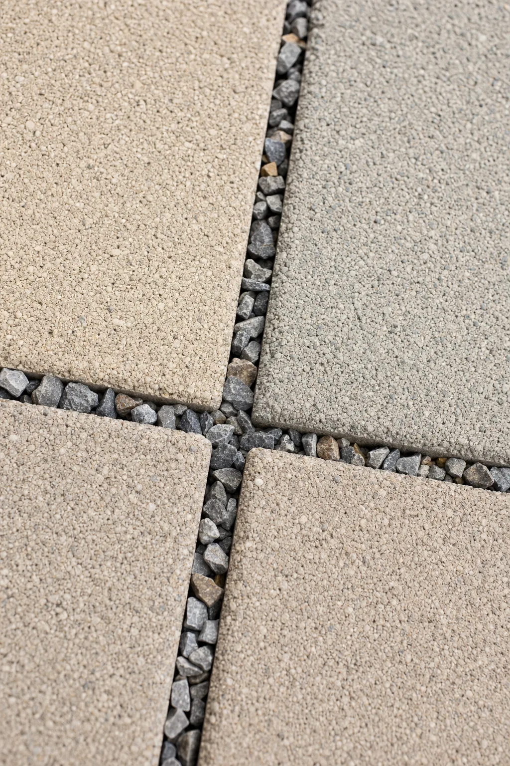 Close-up of open-joint permeable pavers with aggregate fill on a South Carolina patio installation