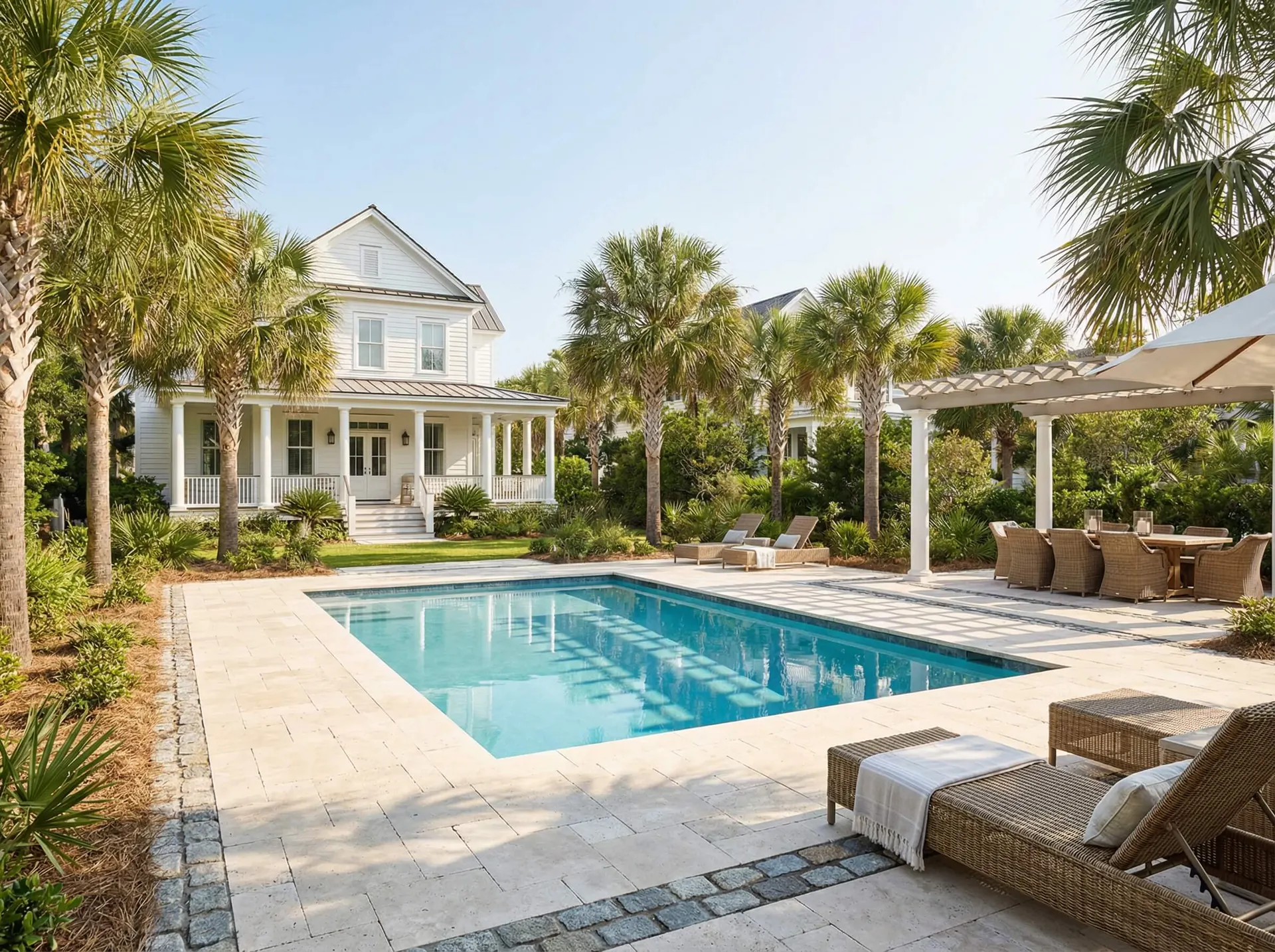 Luxury pool deck in Charleston